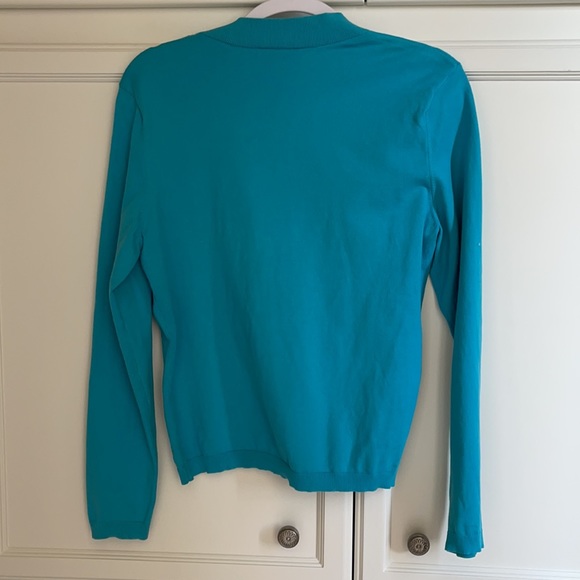 Talbots v-neck sweater EUC in cotton - size Medium in a gorgeous turquoi… - Picture 8 of 8